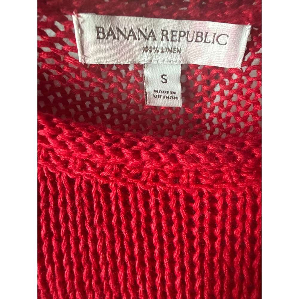 Banana republic HEIRLOOM LINEN SWEATER TEE in red sze small rollneck - Picture 6 of 6